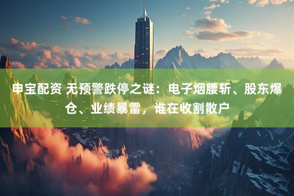 申宝配资 无预警跌停之谜：电子烟腰斩、股东爆仓、业绩暴雷，谁在收割散户
